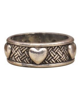 Brighton Sterling Silver 925 Puffy Heart Crisscross Band Ring. Size 6. EUC!